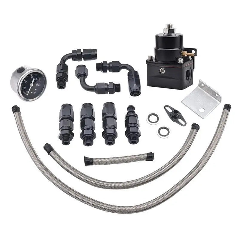 Universal Adjustable Fuel Pressure Regulator kit 100psi Guage AN 6