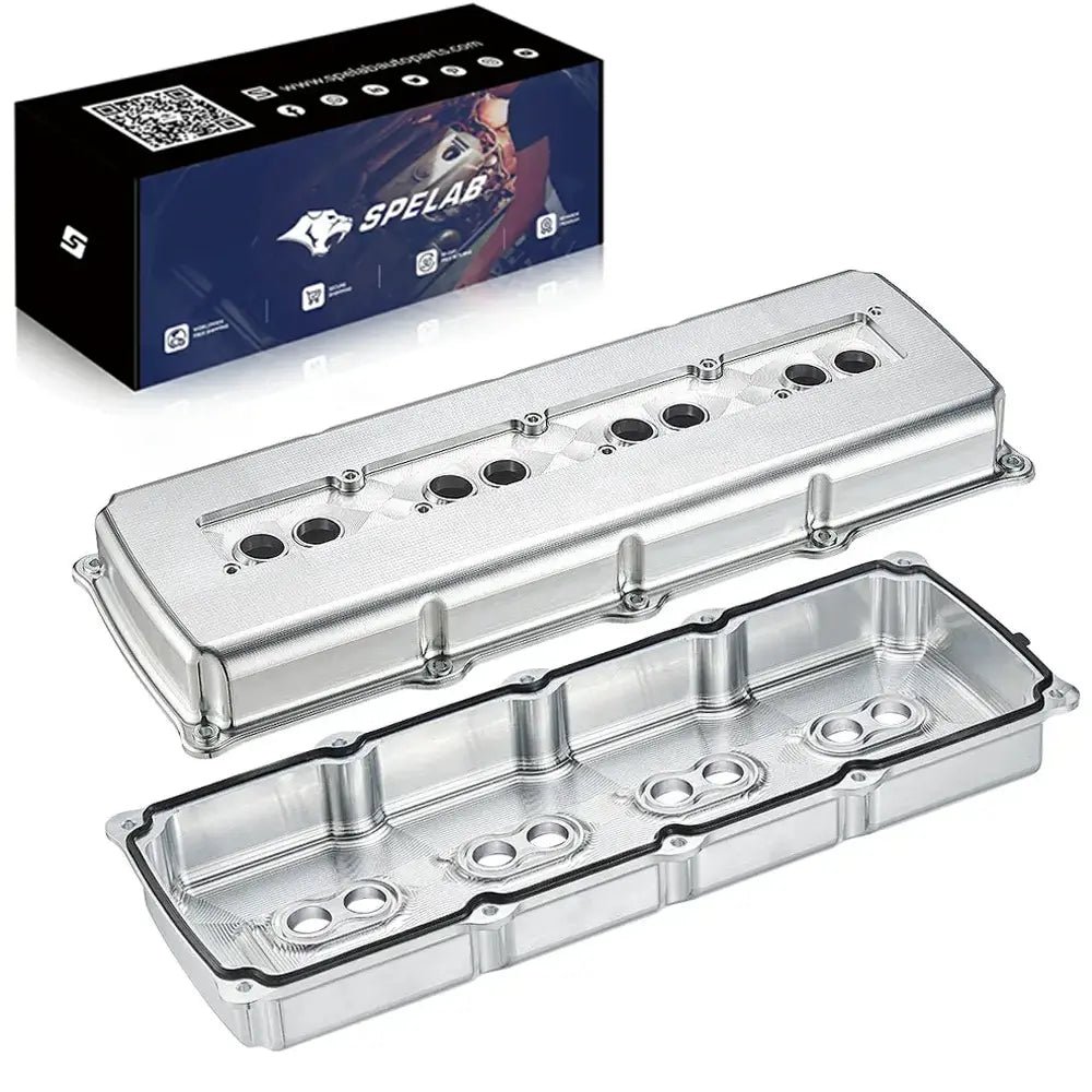 SPELAB Billet Aluminum Engine Valve Covers 05-19 Dodge Hemi 5.7L 6.1L 6.4L Silver Finish