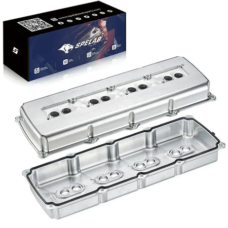 SPELAB Billet Aluminum Engine Valve Covers 05-19 Dodge Hemi 5.7L 6.1L 6.4L Silver Finish