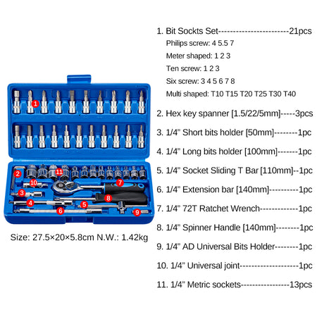 46Pcs Car Repair Tool Kit |SPELAB-3