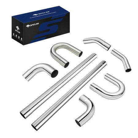 3.0 Custom Exhaust Kit 8 Pieces Stainless steel Tubing Mandrel Bend Pipe Straight & U-Bend Universal-523