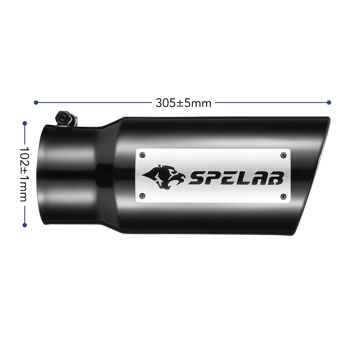 SPELAB Black 4"-5" Universal Bolt On Exhaust Tip - Stylish Upgrade