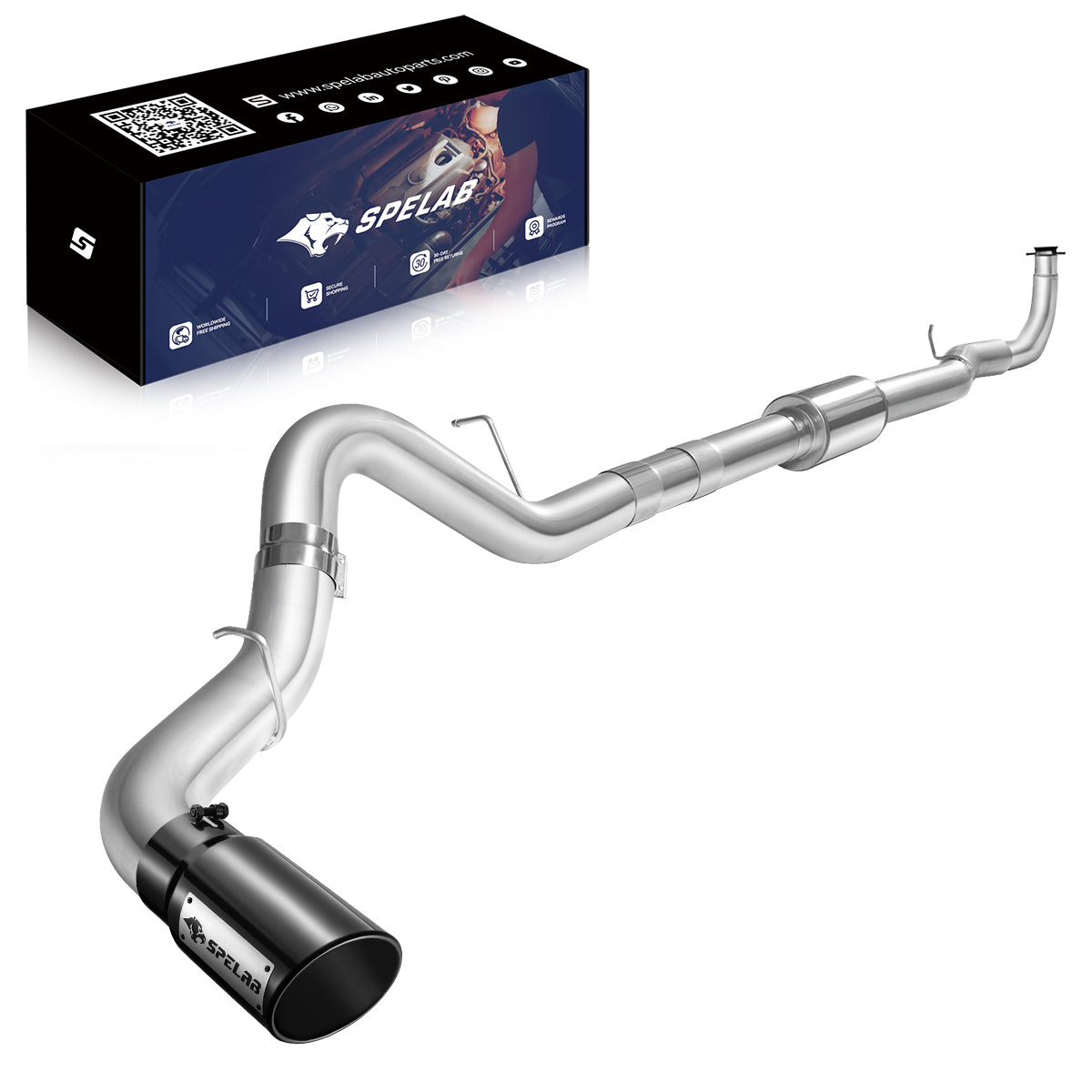 4" Downpipe-Back 2017-2019 L5P 6.6 Duramax DPF Delete Race Pipe（Free Exhaust Tips）