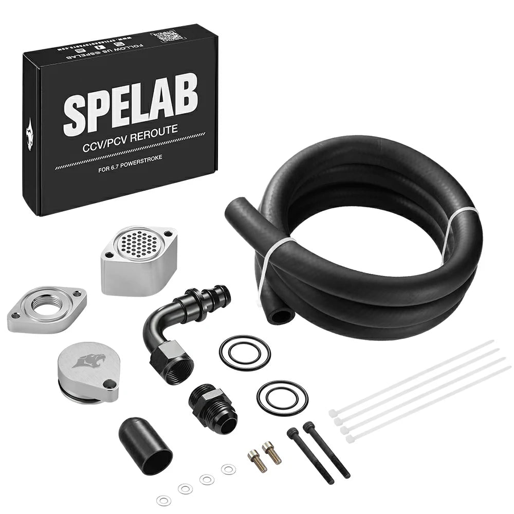 SPELAB 11-23 Ford 6.7L Powerstroke CCV/PCV Reroute/Delete Engine Ventilation Kit-19