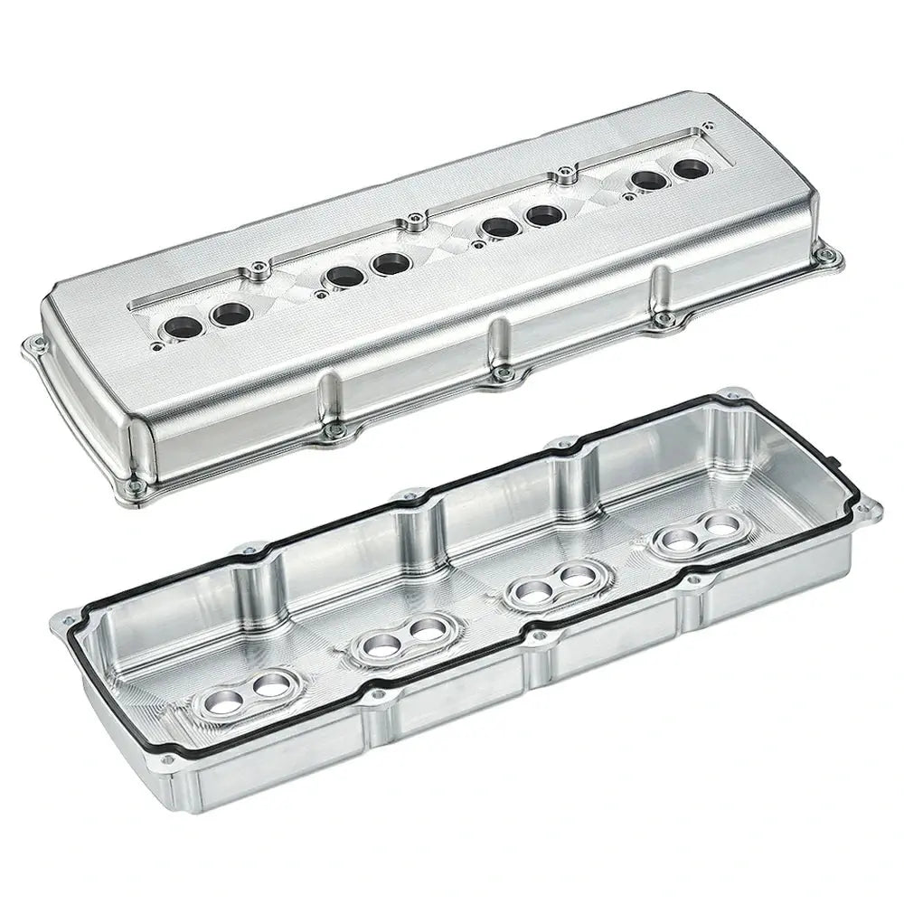 SPELAB Billet Aluminum Engine Valve Covers 05-19 Dodge Hemi 5.7L 6.1L 6.4L Silver Finish