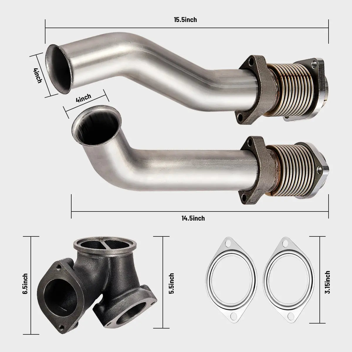 Bellowed Up-Pipe Kit&EBPV&Turbo For 99.5-03 Ford 7.3Powerstroke|SPELAB-6