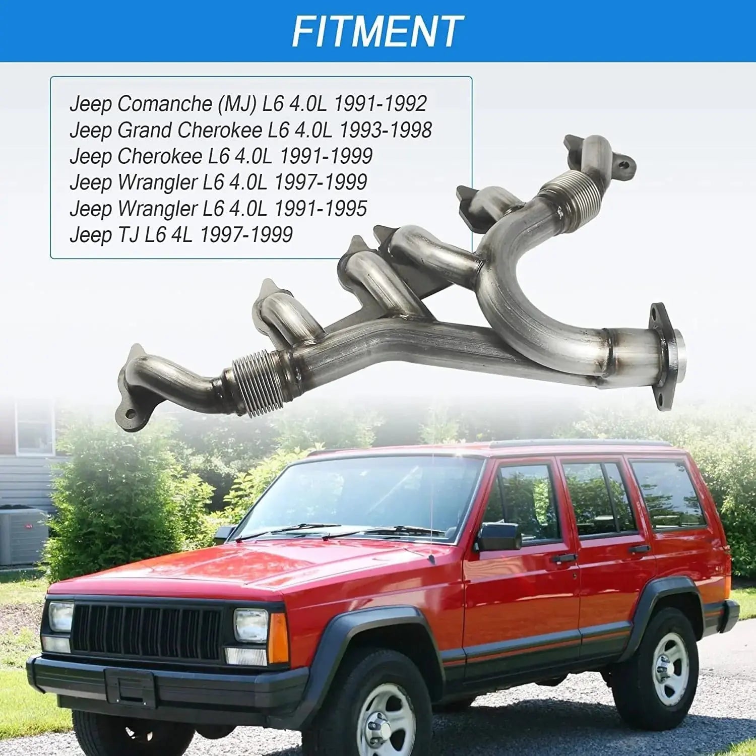 Exhaust Manifold for 1991-1999 Jeeps Grand Cherokee Wrangler 4.0L Engine Flashark