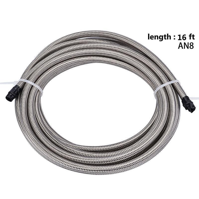6AN 5/16 PTFE E85 Hose Braided Fuel Line Fitting Kit 16FT Nylon Stainless  Steel