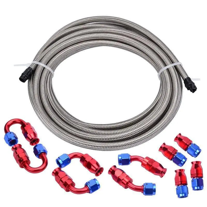 SPELAB 16Ft PTFE E85 Fuel Line Kit Silver Red AN10-SPELAB