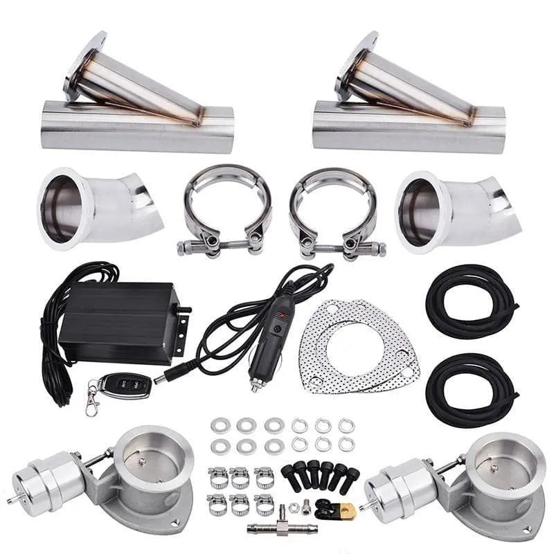 SPELAB 2.5 Inch Remote Dual Electric Vacuum Valve Electric Exhaust Cutout Kit-SPELAB