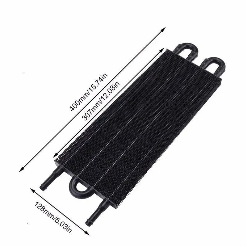 SPELAB 4 Row Universal Aluminum Remote Transmission Oil Cooler Radiator Kit Black-SPELAB