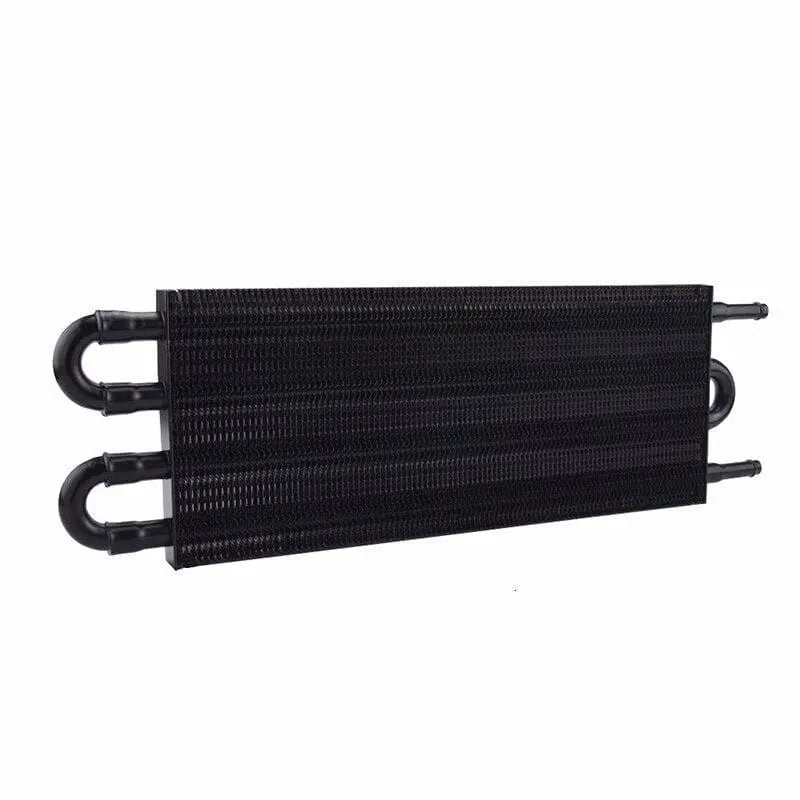 SPELAB 4 Row Universal Aluminum Remote Transmission Oil Cooler Radiator Kit Black-SPELAB