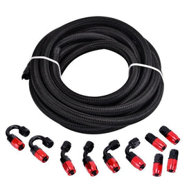 AN6 -6AN AN-6 Fitting Stainless Steel Nylon Braided Oil Fuel Hose Line 16FT  Kit