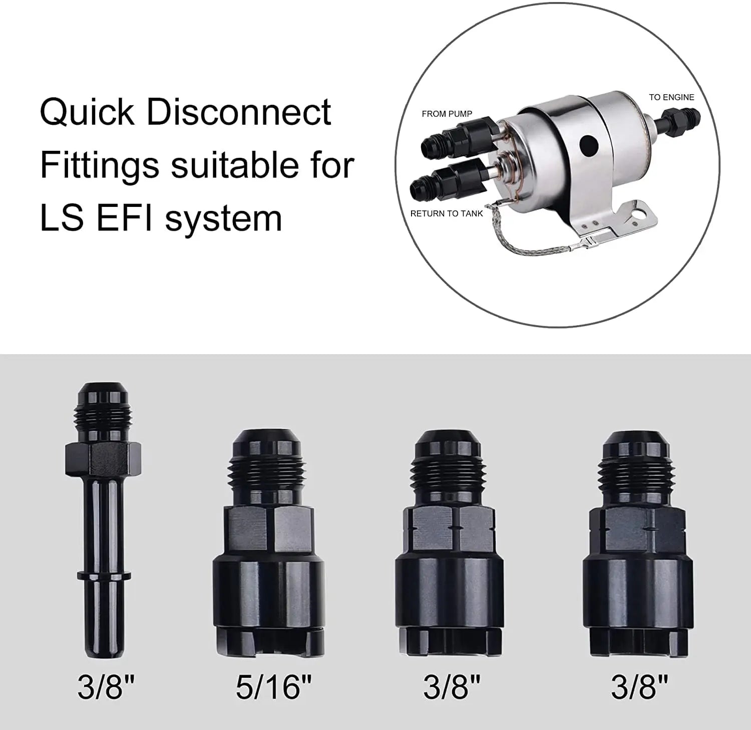 SPELAB 6AN 3/8" PTFE EFI LS Fuel Injection line Fitting Kit Stainless Steel Braided 25FT