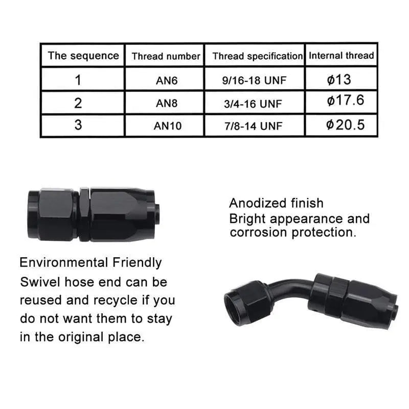 SPELAB AN6 Nylon Braided CPE Fuel Line Kit 20Ft Black-SPELAB