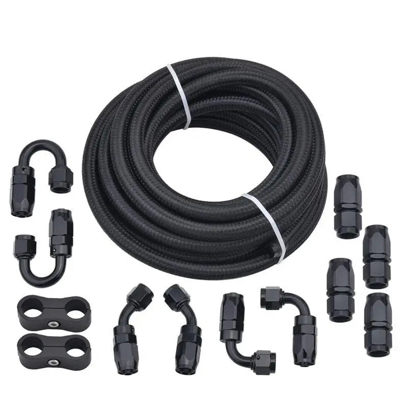 SPELAB AN6 Nylon Braided CPE Fuel Line Kit 20Ft Black-SPELAB