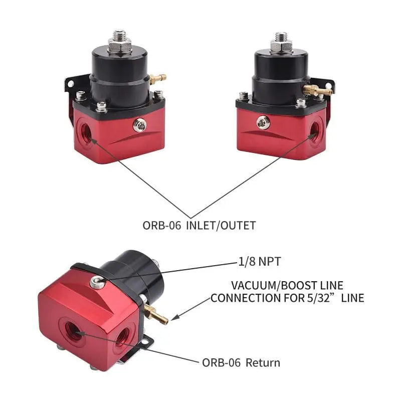 SPELAB Universal Adjustable Fuel Pressure Regulator Valve Kit 100psi Gauge AN6 Hose Fitting Braided Oil Lines-SPELAB