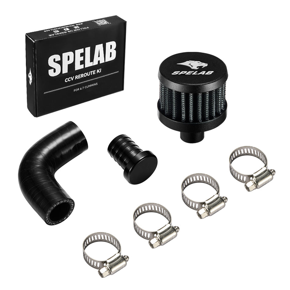 SPELAB 07-19 6.7L Cummins CCV PCV ReRoute Engine Ventilation Kit