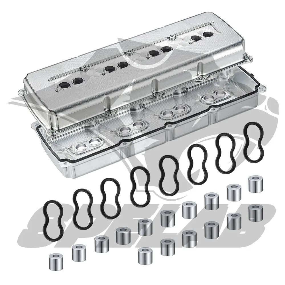 SPELAB Billet Aluminum Engine Valve Covers 05-19 Dodge Hemi 5.7L 6.1L 6.4L Silver Finish