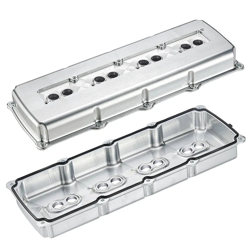 SPELAB Billet Aluminum Engine Valve Covers 05-19 Dodge Hemi 5.7L 6.1L 6.4L Silver Finish